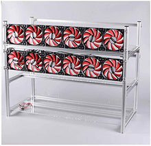 Load image into Gallery viewer, 14 GPU Open Air Frame Mining Rig Aluminum Case with 12 Fans For ETH ZEC LTC