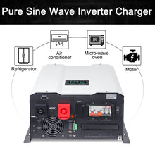 Load image into Gallery viewer, UL1741 8KW 48 Volt Solar Inverter Charger, DC 48V AC Input 240V AC Output 120V/240V Power Pure Sine Wave Power Inverter, 2x60A MPPT Solar Charger, Charge Current 200A