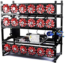 Load image into Gallery viewer, Bitcon Miner 19 GPU Frame Aluminum Mining Rig Open Air Case Stackable for Ethereum Mining Rig ETH BTC XMR Chassis Server Rack with 18 Fans