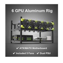 Load image into Gallery viewer, 6/8 GPU Aluminum Stackable Open Air Mining Computer Frame Rig Ethereum Veddha