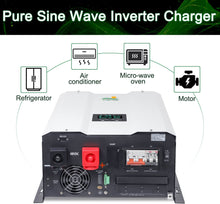 Load image into Gallery viewer, UL1741 8KW 48 Volt Solar Inverter Charger, DC 48V AC Input 240V AC Output 120V/240V Power Pure Sine Wave Power Inverter, 2x60A MPPT Solar Charger, Charge Current 200A