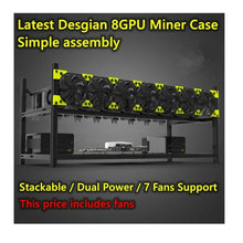 Load image into Gallery viewer, 6/8 GPU Aluminum Stackable Open Air Mining Computer Frame Rig Ethereum Veddha