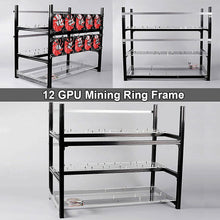 Load image into Gallery viewer, 12GPU Open air Mining Case Stackable Computer Case Graphics Card Frame Rig for BTC LTC Ethereum ETH ETC 10 Fans Included