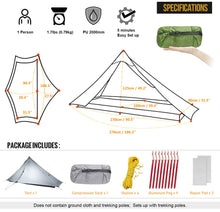Load image into Gallery viewer, 3F UL Gear LanShan pro Tent, 1 Person / 2 Person Outdoor Ultralight Camping Tent, 3-Season or 4-Season Professional Backpacking Ten, for Camping, Hiking, Trekking (Gray-1 Person, 4 Season)