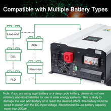Load image into Gallery viewer, UL1741 8KW 48 Volt Solar Inverter Charger, DC 48V AC Input 240V AC Output 120V/240V Power Pure Sine Wave Power Inverter, 2x60A MPPT Solar Charger, Charge Current 200A