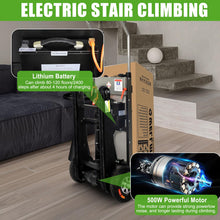 Load image into Gallery viewer, Electric Stair Climbing Hand Trucks Dolly 661LBS Max Load 500W Power Heavy Duty Folding Stair Climber Moving Cart with Rubber Tracks for Family Moving Warehouse Logistics Distribution