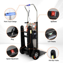 Load image into Gallery viewer, Electric Stair Climbing Dolly, 661lb 600W Powered Electric Stair Climbing Hand Trucks Dolly Cart with Rubber Tracks for Moving, Heavy Duty Stair Climber (Pure Black)