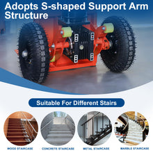 Load image into Gallery viewer, Powered Stair Climbing Hand Trucks Dolly Cart for Moving, 440lb Capacity Heavy Duty Stair Climber Furniture Dolly with Folding Handle & Solid Wheel & Brakes (Orange)