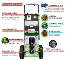 Load image into Gallery viewer, Electric Stair Climbing Hand Trucks Dolly Cart for Moving, 880lb Max Load, 1200W Motor Folding Stair Climber Cart, Powerful Powered Stair Climbing Dolly Heavy Duty