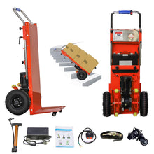 Load image into Gallery viewer, Powered Stair Climbing Hand Trucks Dolly Cart for Moving, 440lb Capacity Heavy Duty Stair Climber Furniture Dolly with Folding Handle & Solid Wheel & Brakes (Orange)