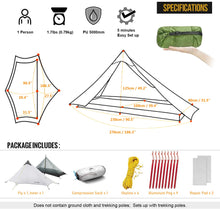 Load image into Gallery viewer, 3F UL Gear Lanshan Ultralight 1-Person or 2-Person Backpacking Tent, 3-Season or 4-Season, Outdoor Lightweight Waterproof Professional Tent, Trekking, Kayaking, Climbing, Hiking