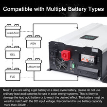 Load image into Gallery viewer, UL1741 8KW 48 Volt Solar Inverter Charger, DC 48V AC Input 240V AC Output 120V/240V Power Pure Sine Wave Power Inverter, 2x60A MPPT Solar Charger, Charge Current 200A