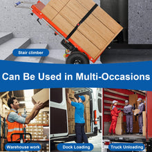 Load image into Gallery viewer, Powered Stair Climbing Hand Trucks Dolly Cart for Moving, 440lb Capacity Heavy Duty Stair Climber Furniture Dolly with Folding Handle & Solid Wheel & Brakes (Orange)