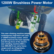 Load image into Gallery viewer, 880lbs Capacity Electric Stair Climbing Hand Trucks Cart, 1200W Powered Motor Electric Stair Climbing Dolly Battery Powered for Moving, Heavy Duty Electric Stair Climber