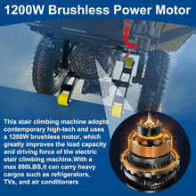 Load image into Gallery viewer, 880lb Electric Stair Climbing Hand Trucks Dolly Cart for Moving, 500W-850W Motor Power Heavy Duty Folding Stair Climber Cart Hand Trolley with Solid Wheel