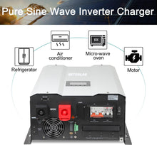 Load image into Gallery viewer, UL1741 12000KW 110/220Vac Low Frequency Split Phase, DC 48V AC Input 240V AC Output 120V 240V Power Pure Sine Wave Power Inverter with 2x60A MPPT Solar Charger Controller
