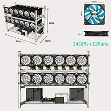 Load image into Gallery viewer, 14 GPU Open Air Frame Mining Rig Aluminum Case with 12 Fans For ETH ZEC LTC
