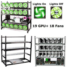 Load image into Gallery viewer, HLL 19GPU Open Air Mining Rig Case Frame Bitcoin Ethereum BTC LTC (with 18 Fans)
