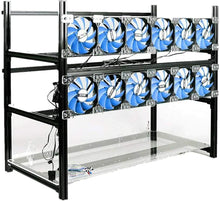 Load image into Gallery viewer, 14 GPU Open Air Frame Mining Rig Aluminum Case with 12 Fans For ETH ZEC LTC
